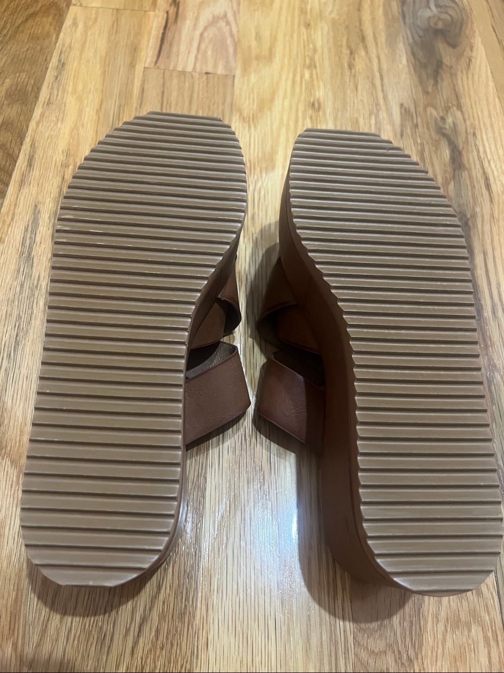 Yellow Box Brown Crossband Platform Slide Mules - Picture 5 of 5
